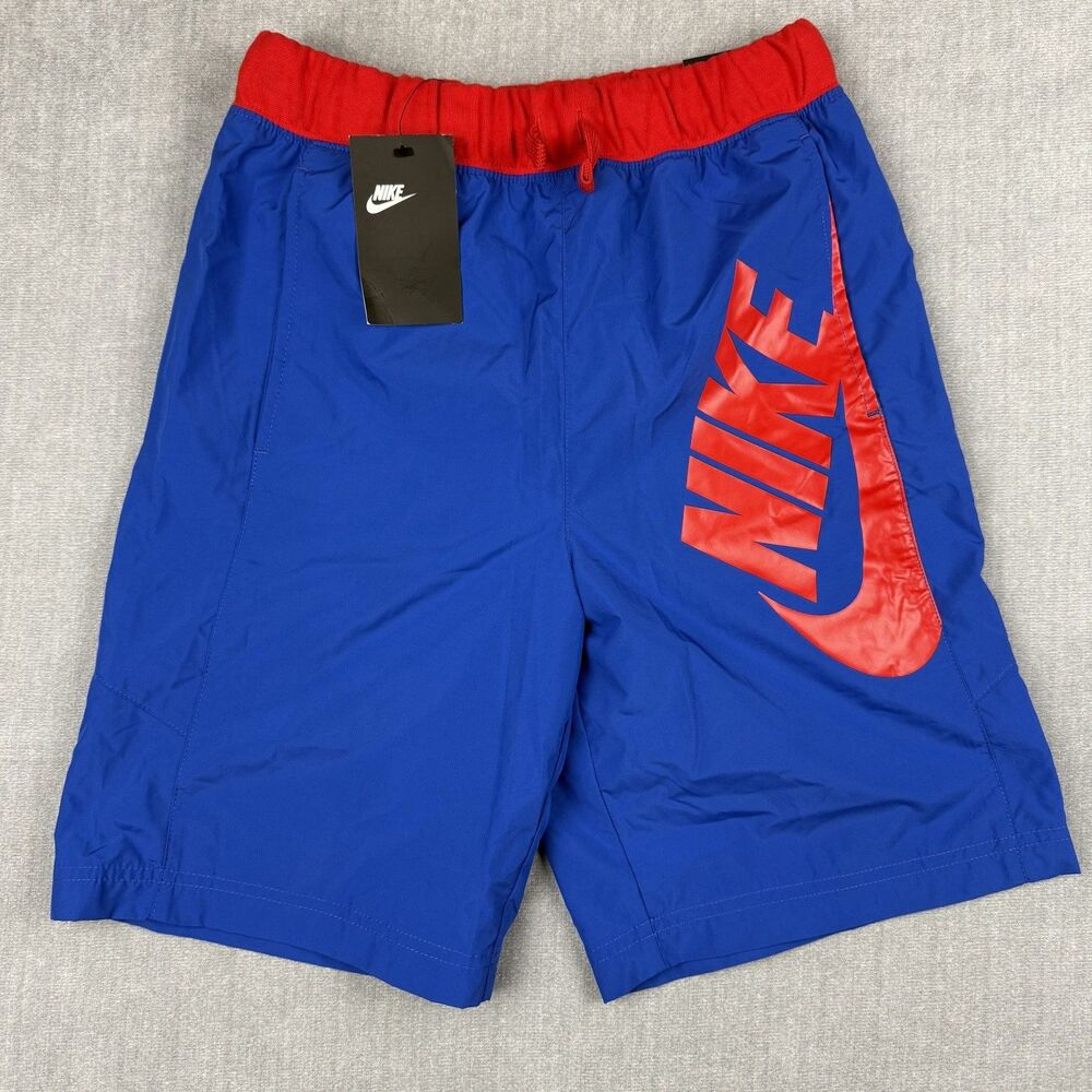 Nike Youth Amplify Woven Shorts Boys Large Blue Red Mesh Lining Active New